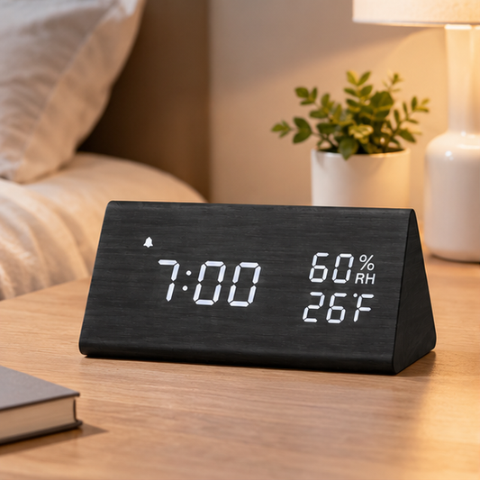Prism Digital Wood Desk Clock