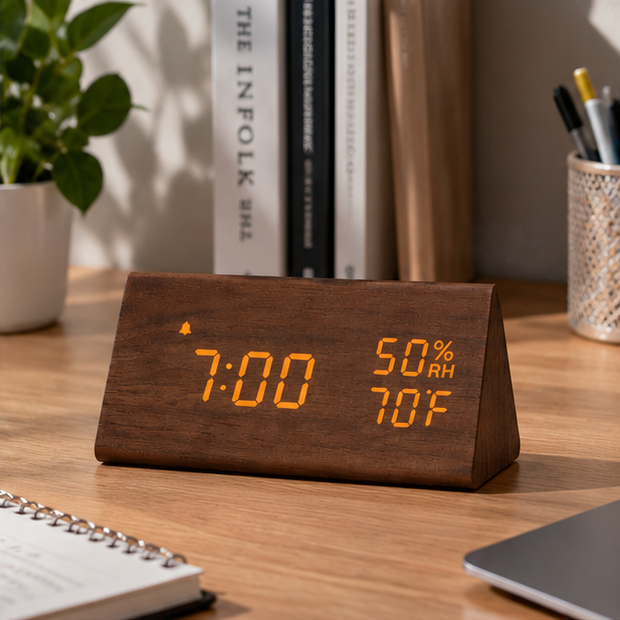 Prism Digital Wood Desk Clock
