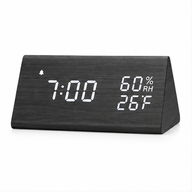 Prism Digital Wood Desk Clock