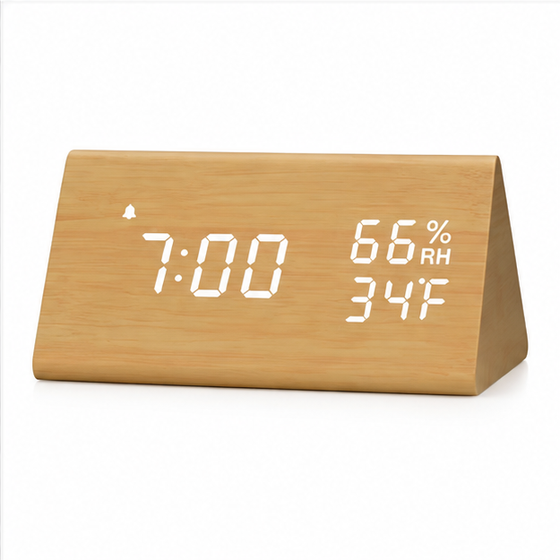 Prism Digital Wood Desk Clock
