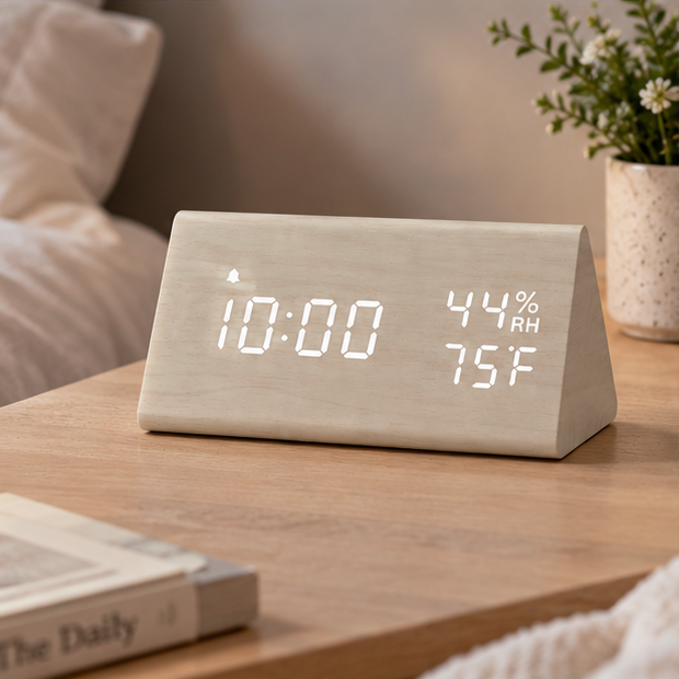 Prism Digital Wood Desk Clock